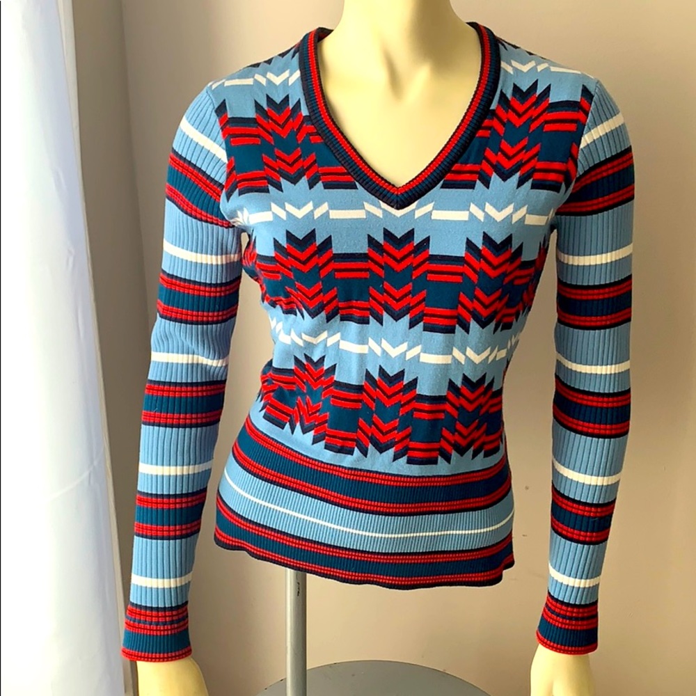 V-neck striped sweater